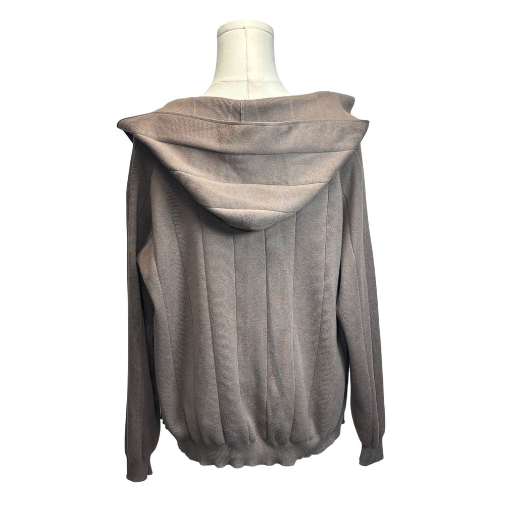 Alo Yoga Ribbed Zip Up Hoodie Women L Taupe Brown Full Zip Athleisure Yoga Core - Picture 7 of 8